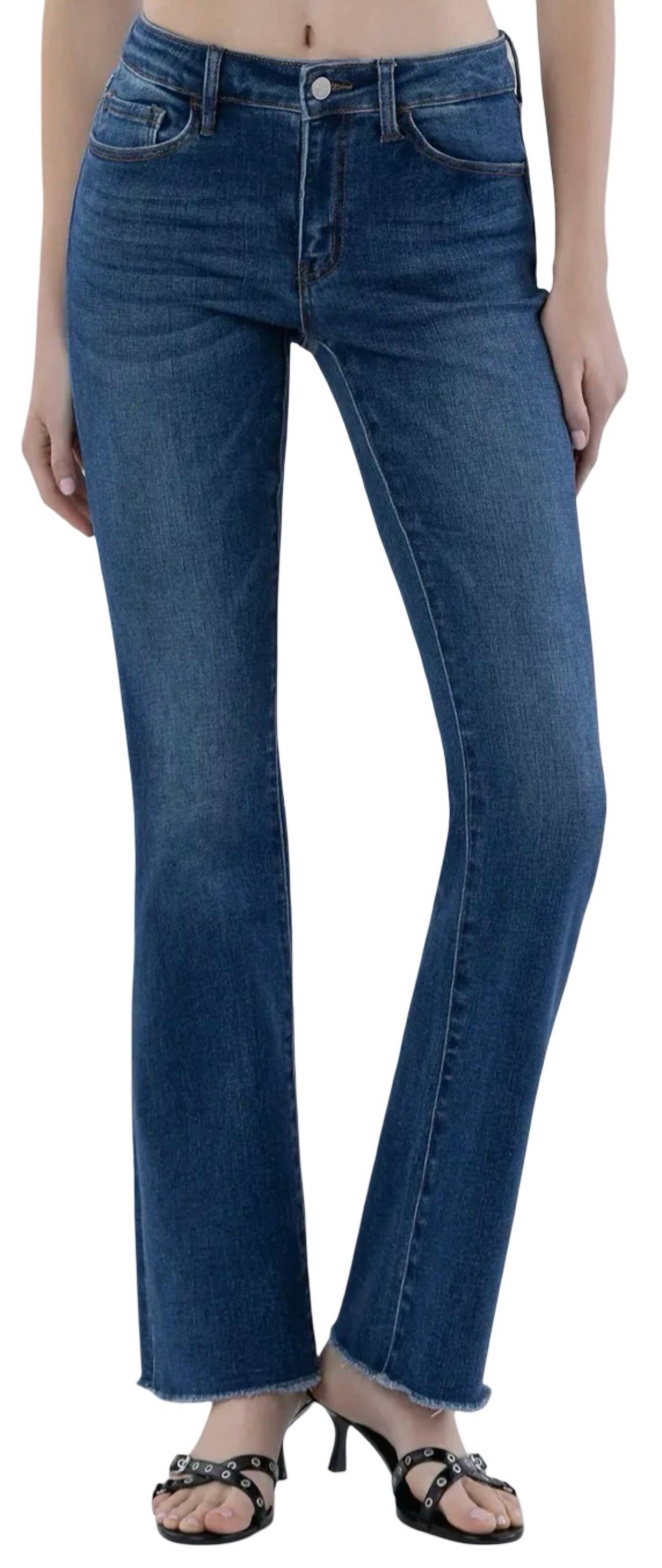 Lovervet - Women's Mid Rise Raw Hem Bootcut Jeans