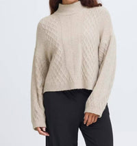 ICHI Ihmylle Pullover in oatmeal - women's sweater