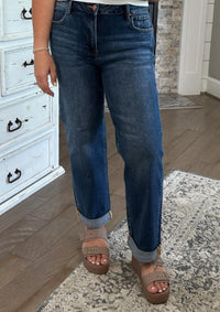 Risen - Mid Rise Boyfriend Roll Up Jeans