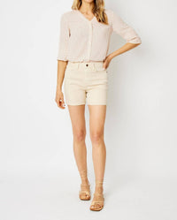 Judy Blue High Waist Garment Denim Short in dyed bone - women's shorts - view 5