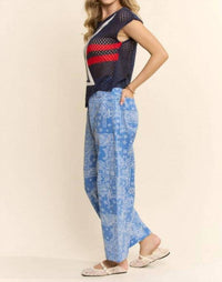 Davi & Dani - Bandana Print High-Rise Barrel Pants