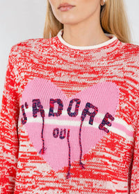 Oui J'adore Sweater in red white - women's sweater - view 5