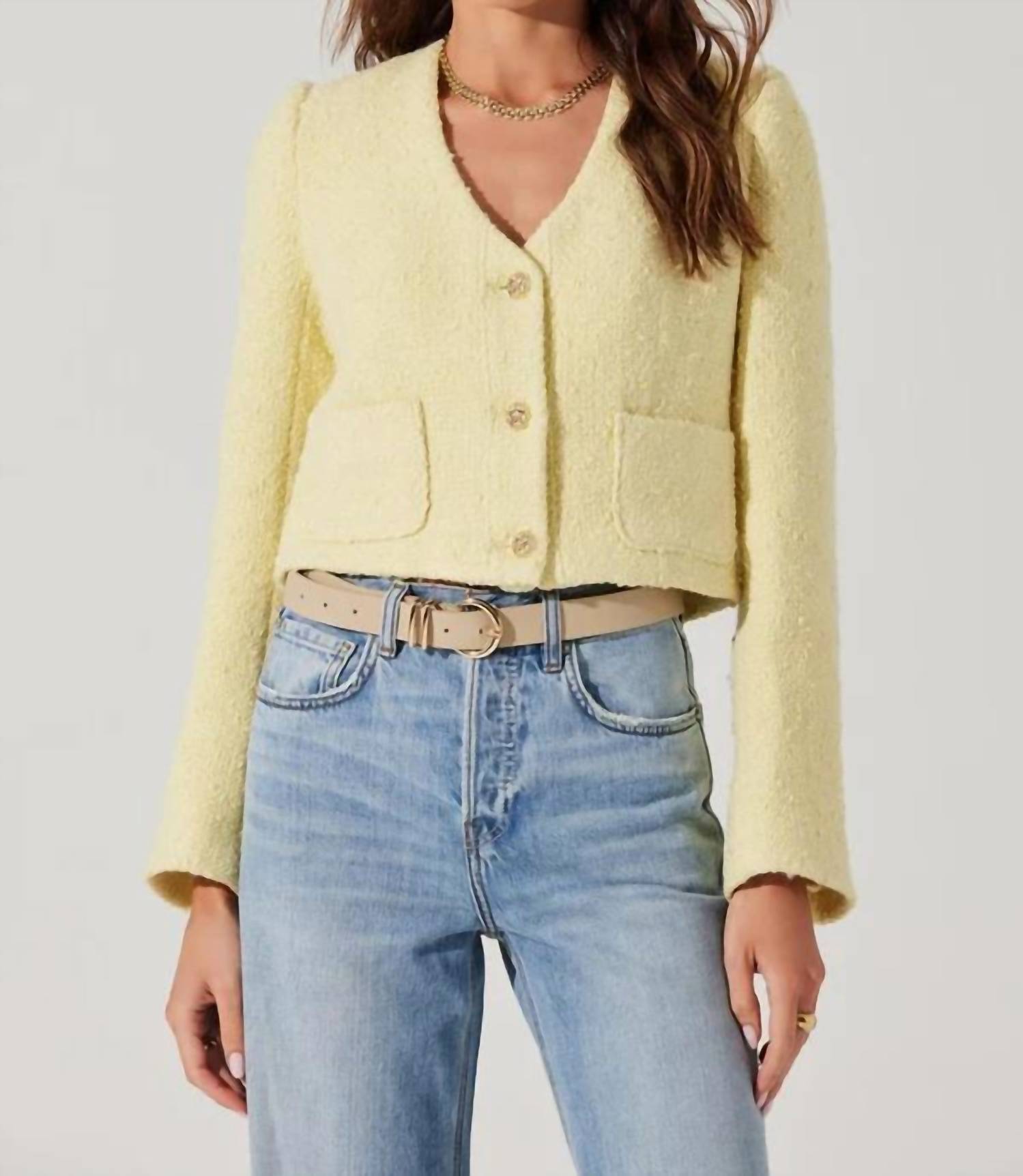 Astr - Marleigh V-neck Tweed Jacket