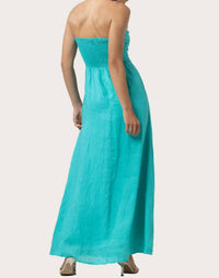 LUSANA Melody Linen Maxi Dress in laurel teal blue - women's dress - view 4