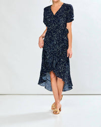 SARA CAMPBELL Eloise High-low Dress in navy paisley - women's dress