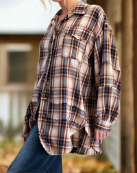 Easel - Washed Button Down Flannel Tunic