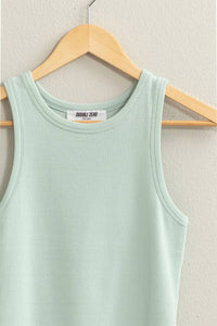 Double Zero Ribbed Tank Top in mint - women's tank top