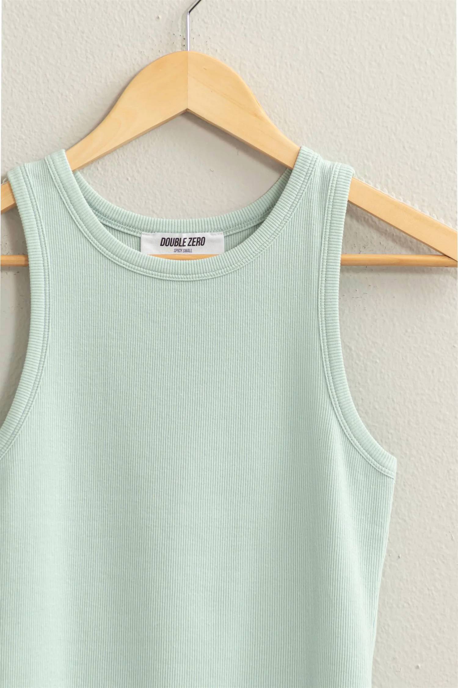 Double Zero Ribbed Tank Top in mint - women's tank top