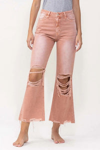 VERVET BY FLYING MONKEY 90's Vintage Super High Rise Crop Flare Jeans in melon - women's jeans - alternate view