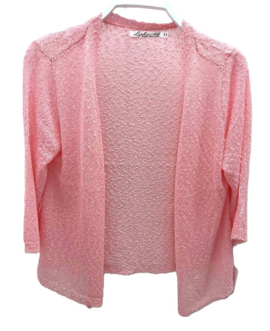 Lulu-B - Open Weave Pink Drape Front Cardigan