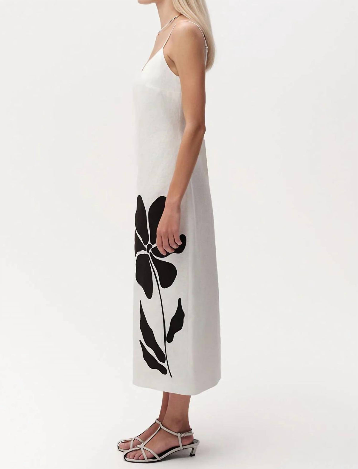 Exquise - Cannon Spaghetti Strap Linen Midi Dress