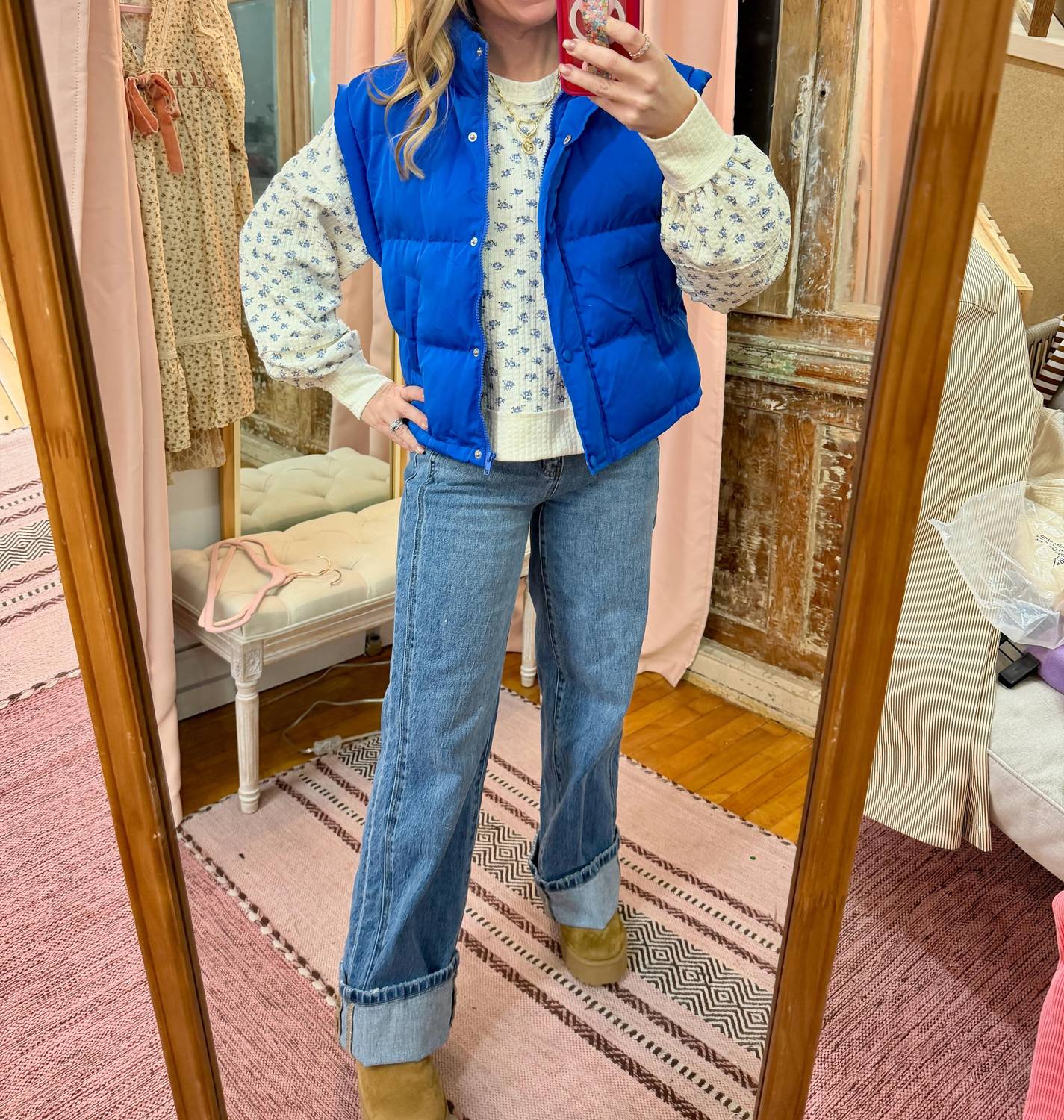 Very J - Mock Neck Casual Puffer Vest