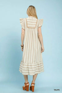 Umgee - Stripe Ruffle Midi Dress