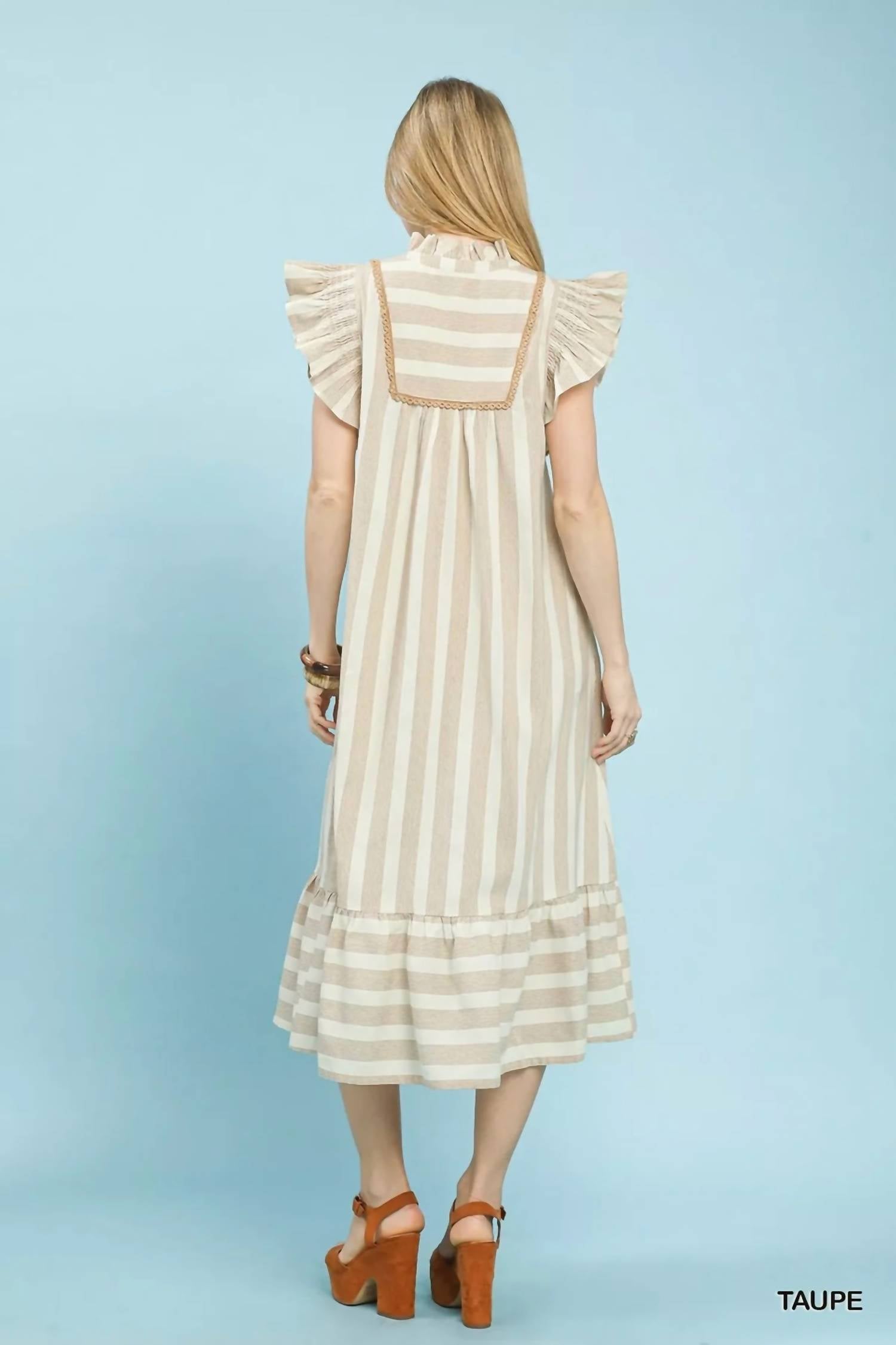 Umgee - Stripe Ruffle Midi Dress