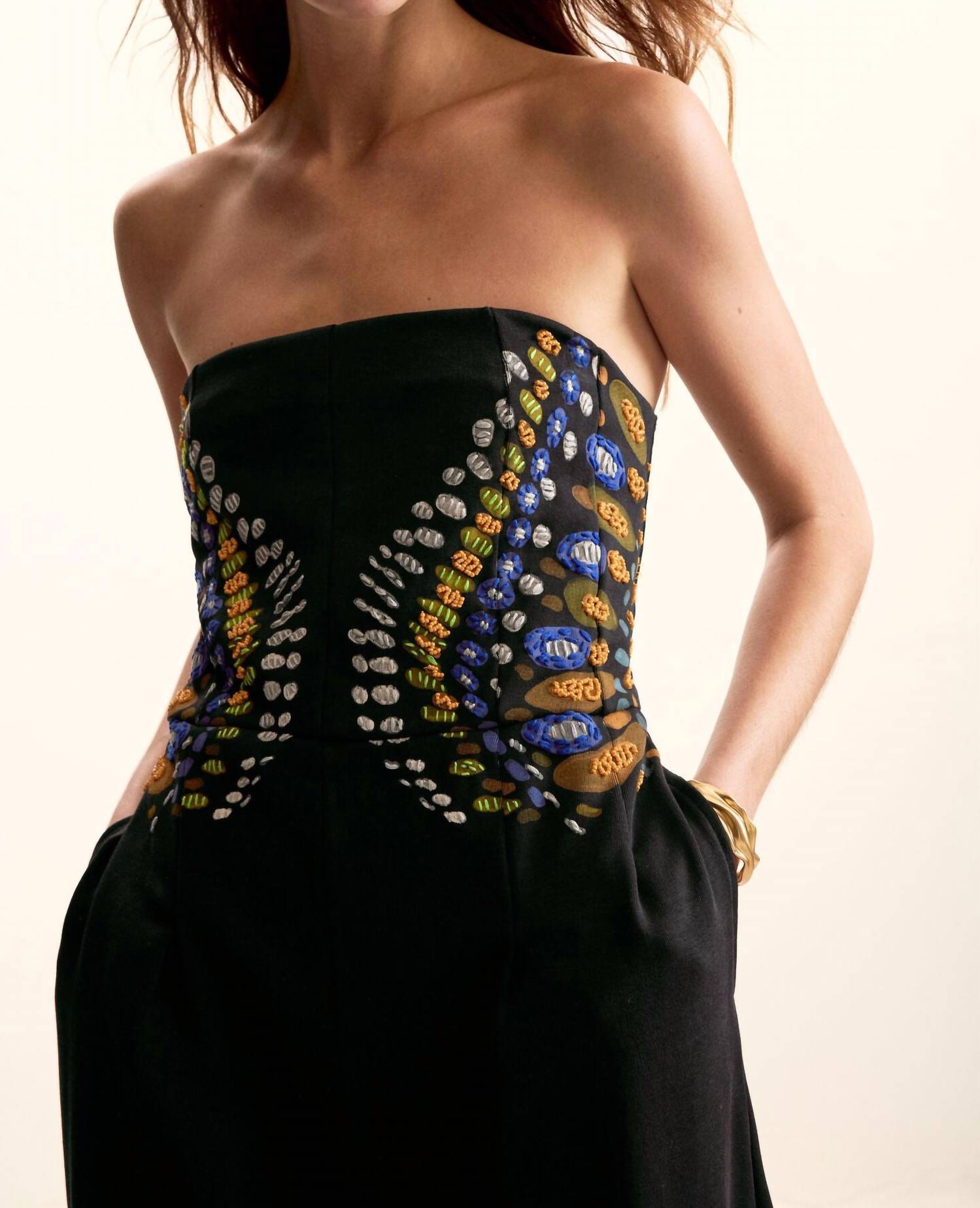 Desigual Bandeau Neckline Long Jumpsuit in opart - women's pants - view 4