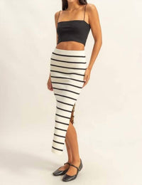 Hyfve - Striped High Waist Bodycon Sweater Skirt