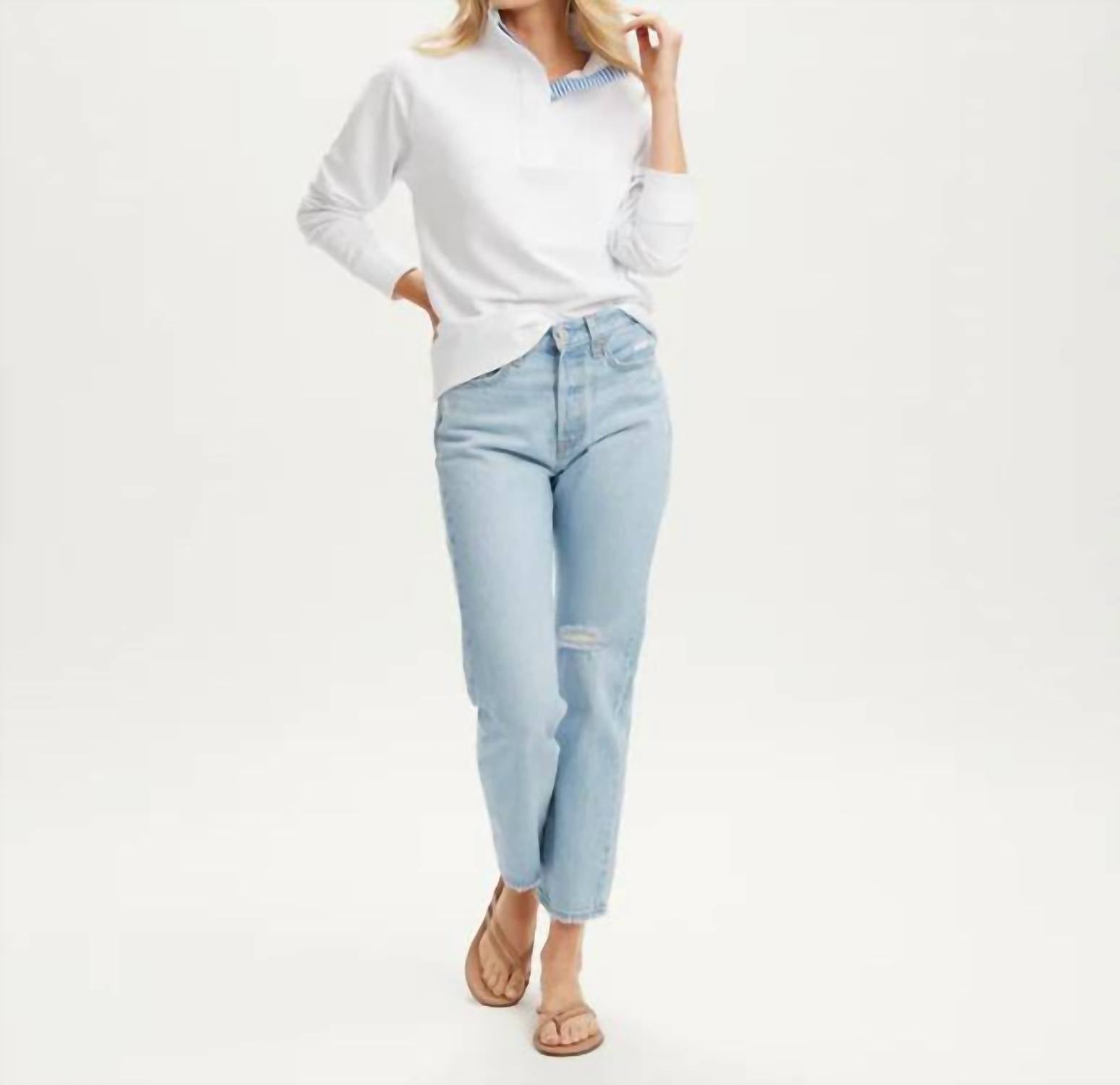 Renwick - Cotton Button Mock Top