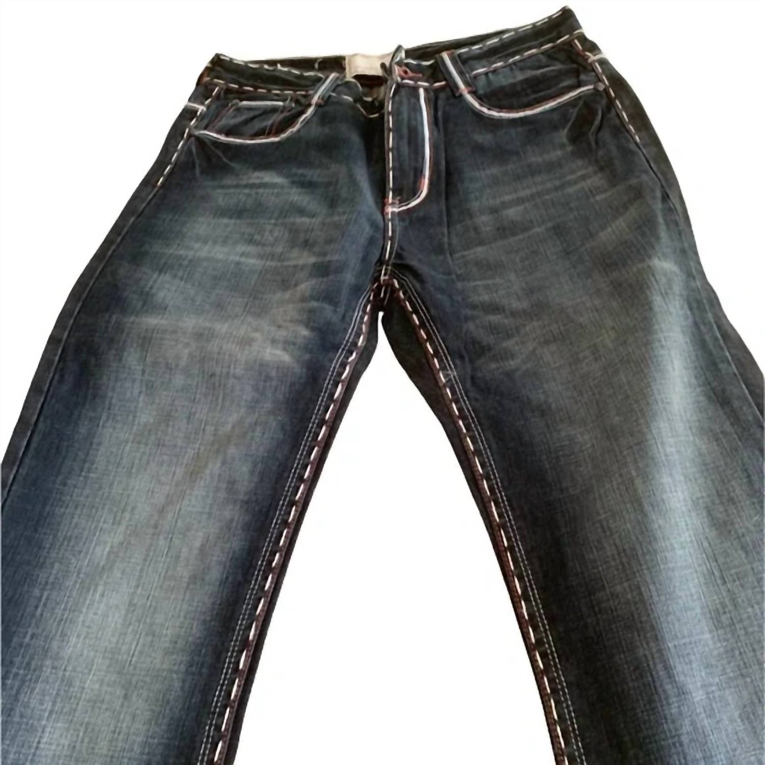 Laverita - Men's Straight Leg Jeans With Skater Embroidered
