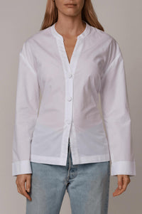 CISSA Bow Back Shirt in white dobby - women's shirt