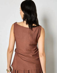 Apricot - Side Knot Detail High Neck Top
