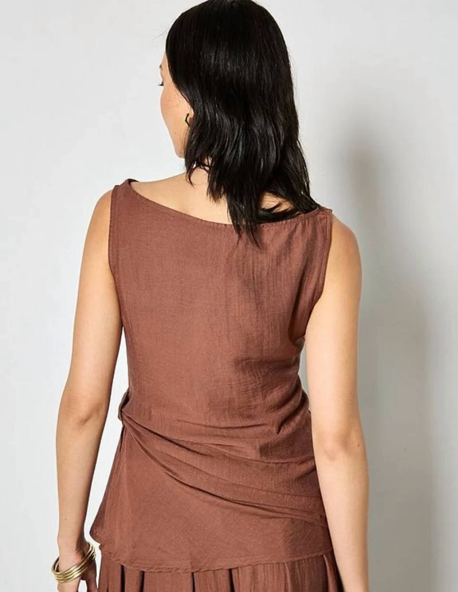 Apricot - Side Knot Detail High Neck Top