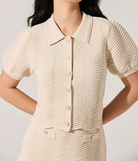 Astr - Perrine Scalloped Short Sleeve Cardigan