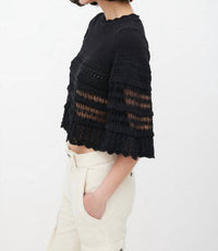 Marant Etoile Azelia Tiered Cut Out Knit Pullover Sweater in black - women's sweater - alternate view
