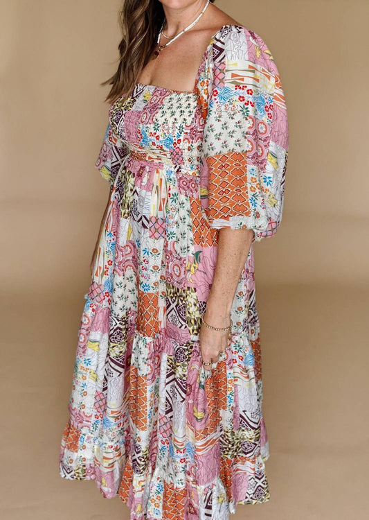 Fate - Afterglow Patchwork Midi Dress