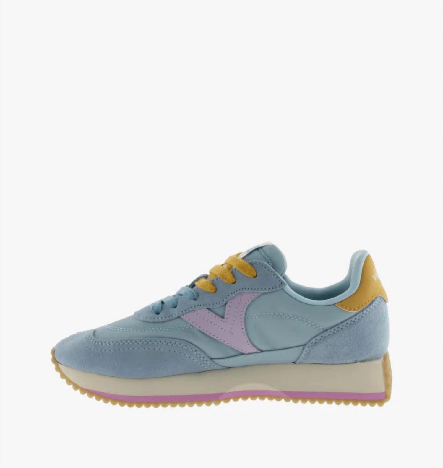 VICTORIA Women's Cosmos Leather Sneakers in azul - women's sneaker - detail view
