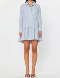 Current Air - Luna Striped Drop Waist Mini Dress