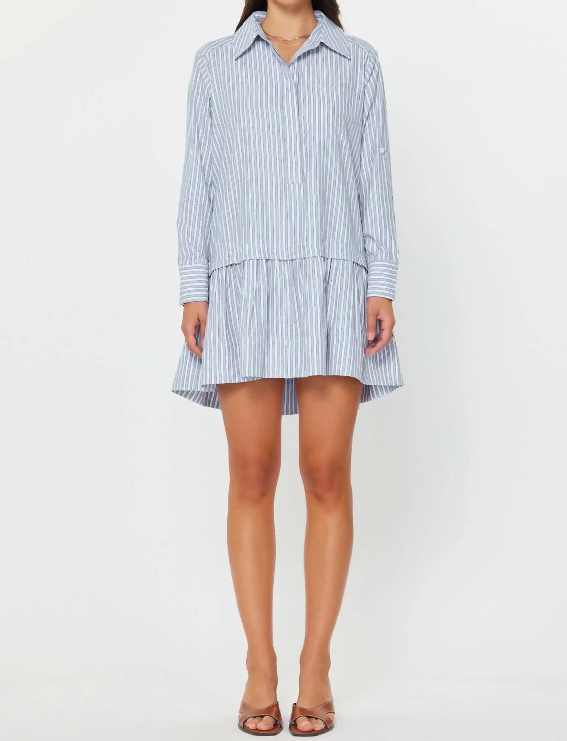 Current Air - Luna Striped Drop Waist Mini Dress