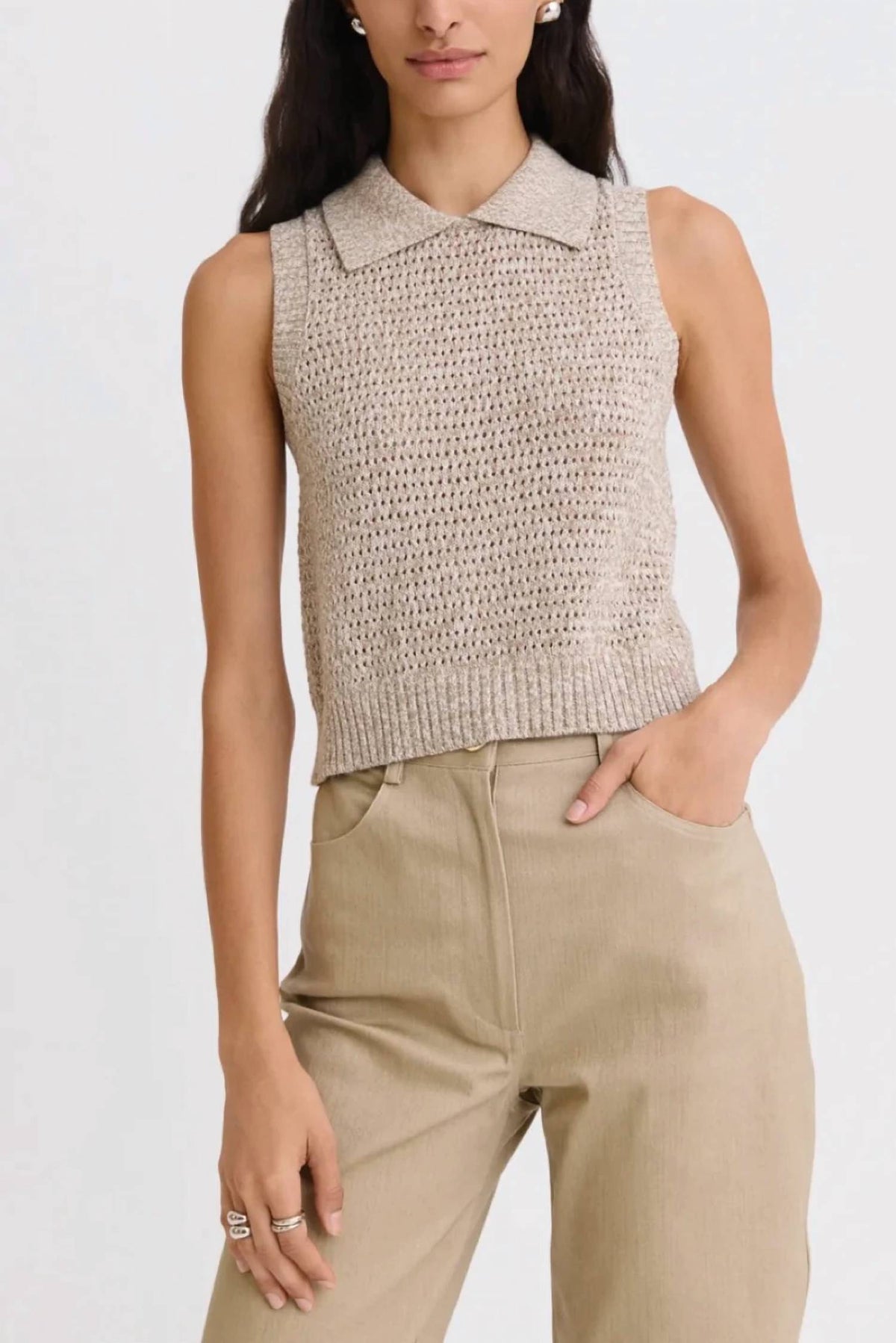 Matthew Bruch - Cable Mesh Collared Tank Top