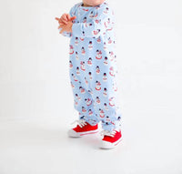 The Beaufort Bonnet Company Boy's Cassidy Comfy Crewneck Romper in frosty friends with beale street blue - kids' item