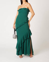 Cotton Candy La - Strapless Ruffle Tiered Maxi Dress