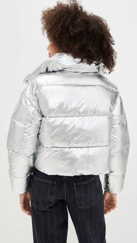 SAVE THE DUCK Giselle Puffer Coat in silver 1 - women's jacket - alternate view