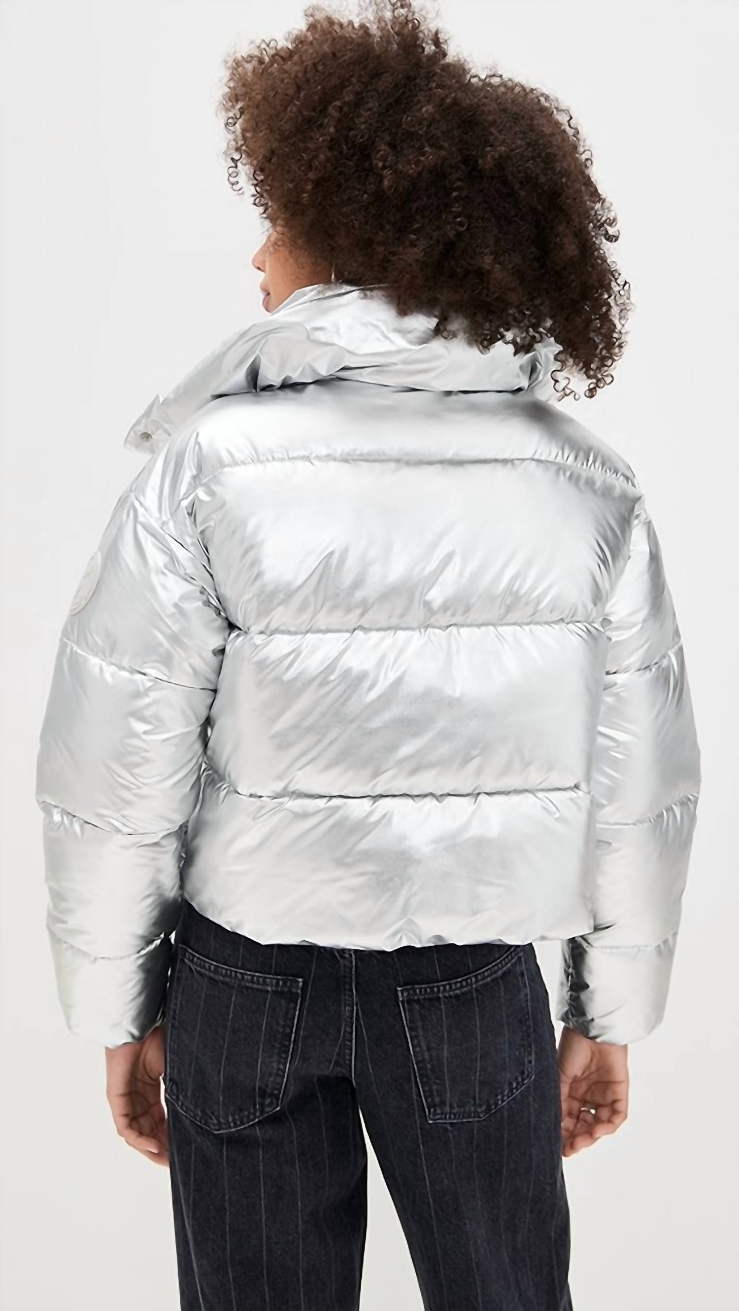 SAVE THE DUCK Giselle Puffer Coat in silver 1 - women's jacket - alternate view