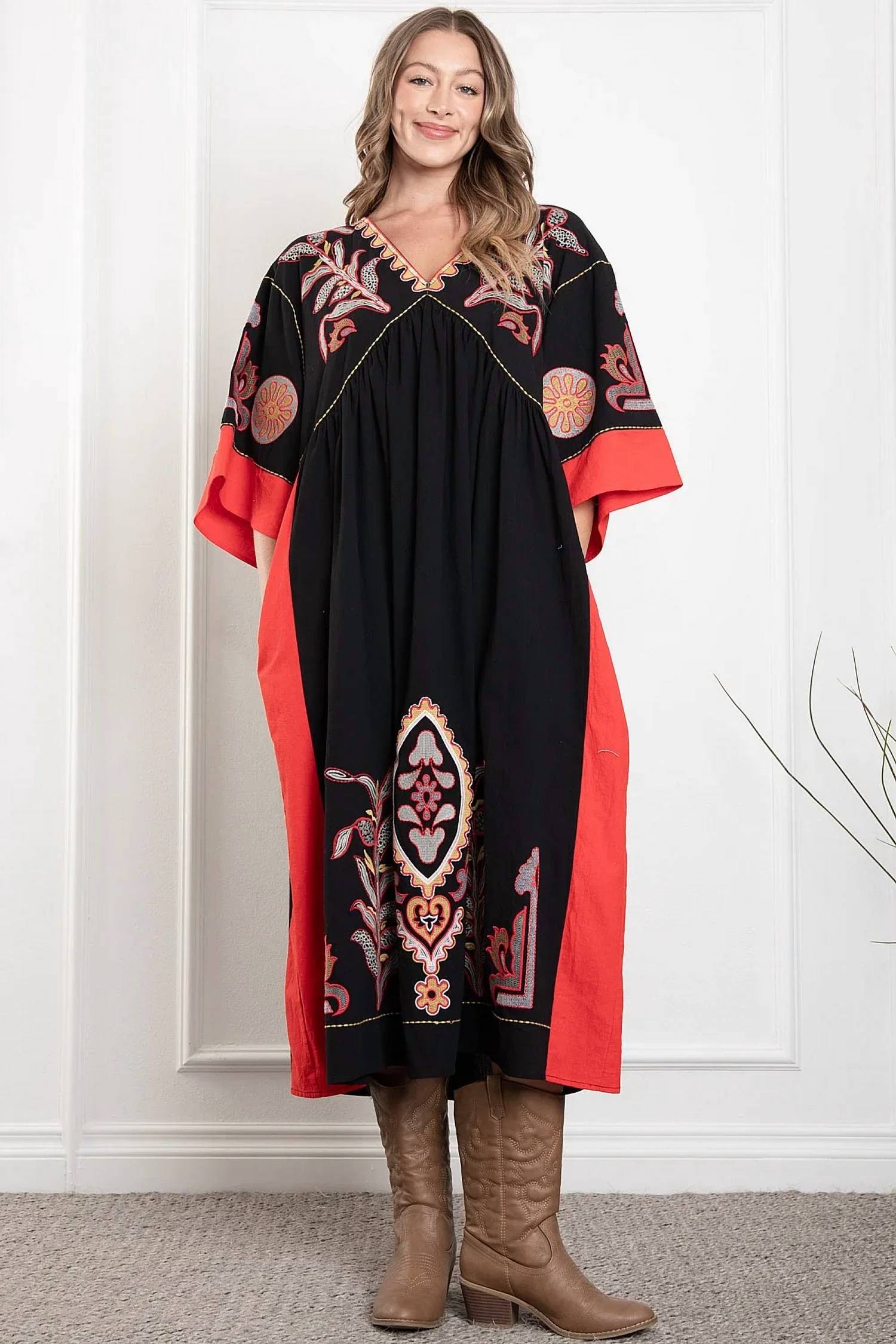 Blue Velvet - Just Vibin' Embroidered Dress