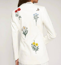 Vilagallo Embroidered Flowers Jacket in white - women's jacket - alternate view