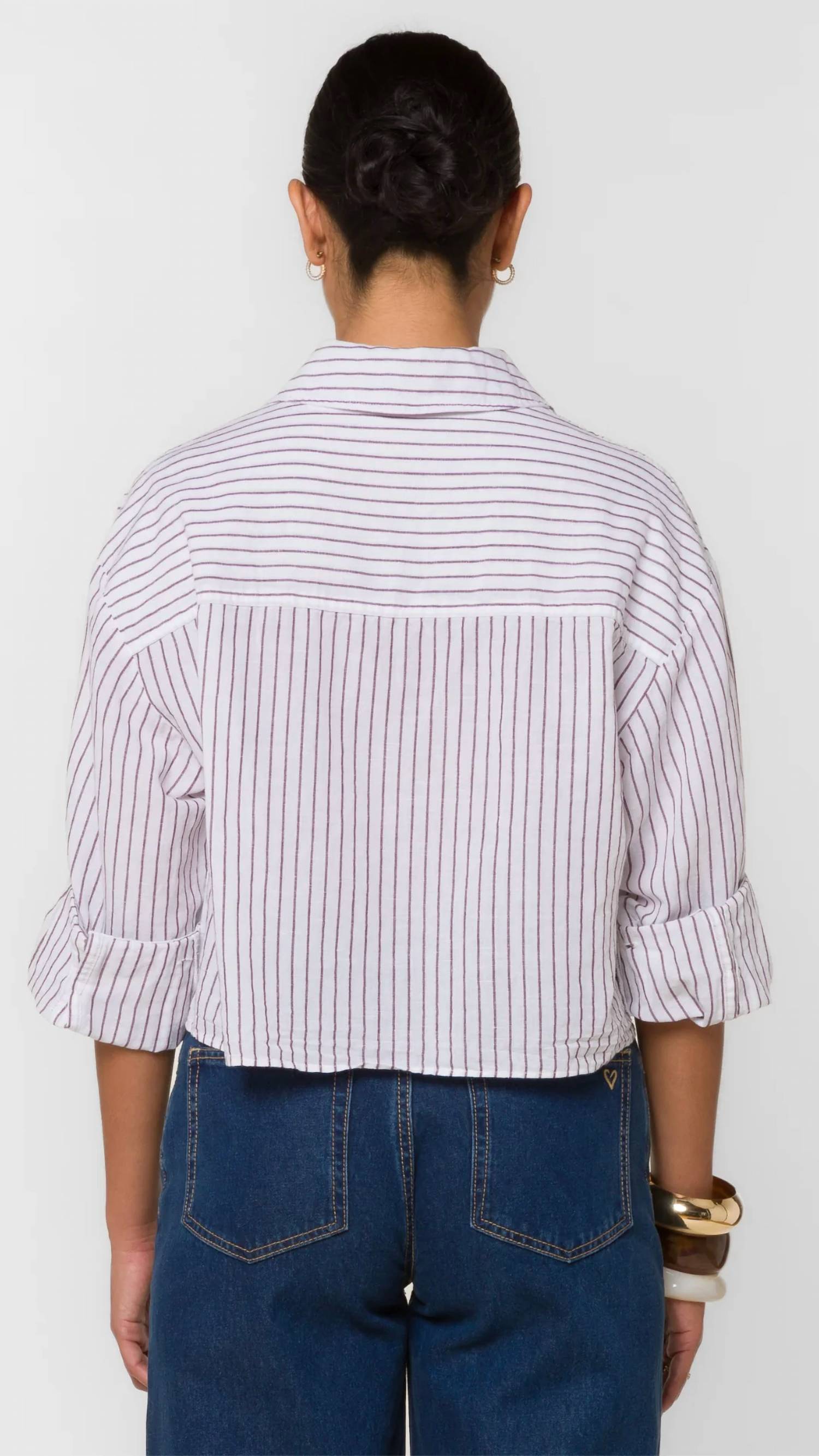 Velvet Heart - Cuffed Sleeve Crop Shirt