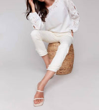 Charlie B - Eyelet Cotton Long Sleeve Blouse
