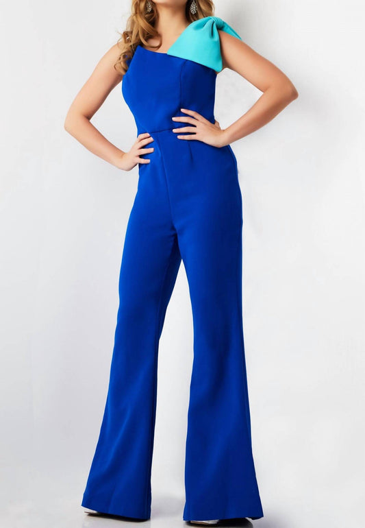 Jovani - Asymmetric Neck Jumpsuit