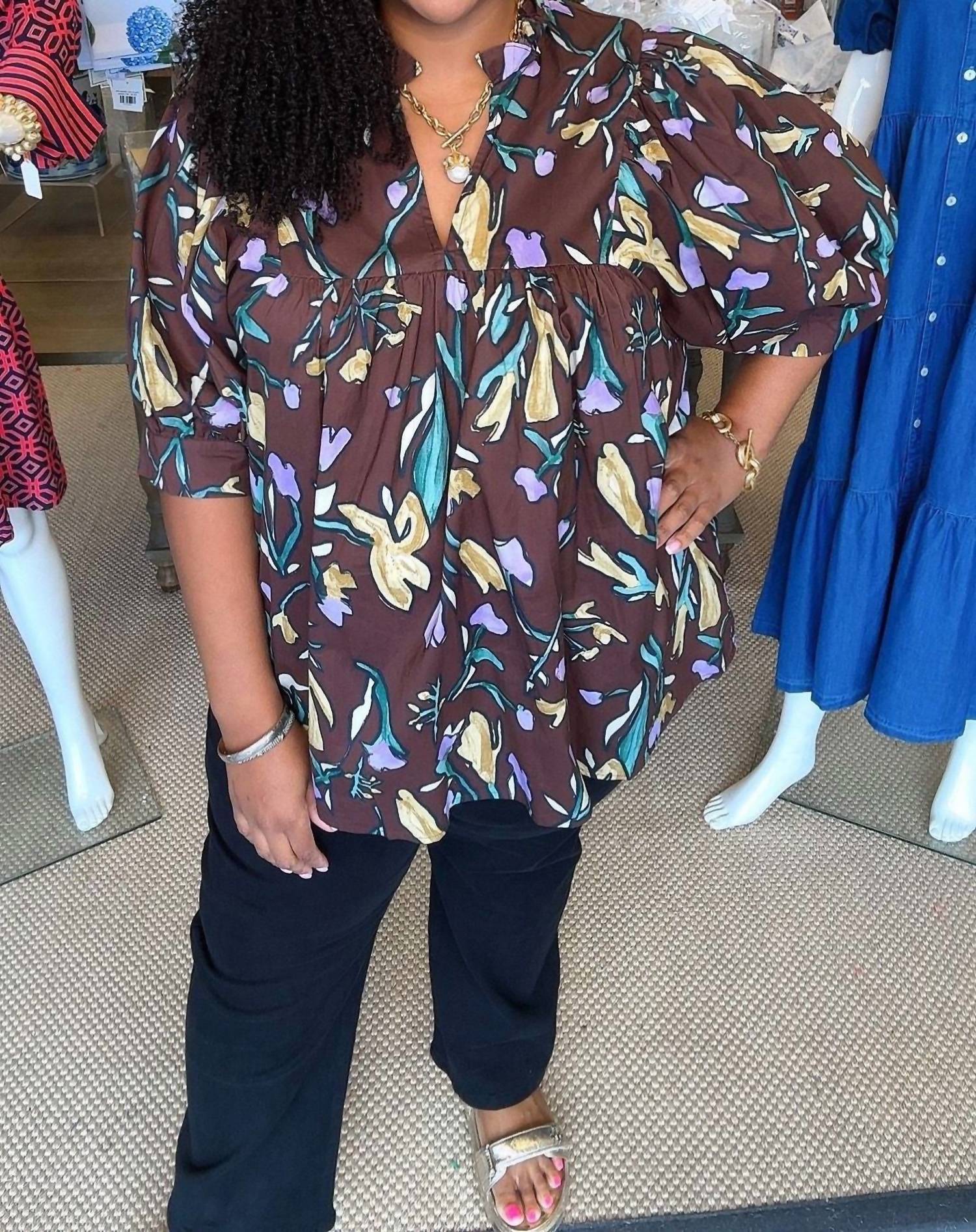 Entro - Floral High Neck Top