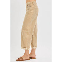 Risen - High Rise Crop Barrel Corduroy Pants