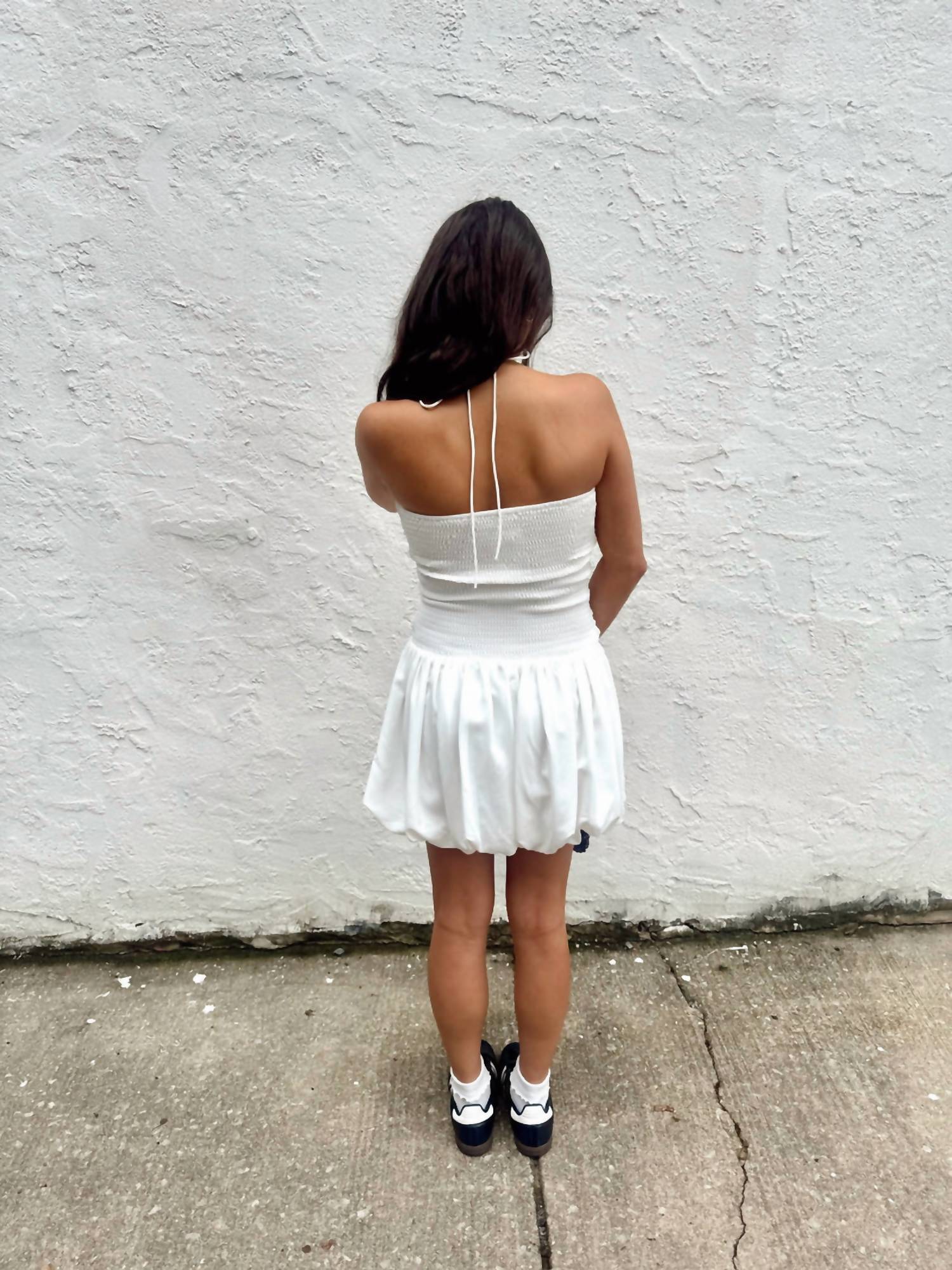 LUCY PARIS Melissa With Rose Applique Mini Dress in white - women's dress - detail view