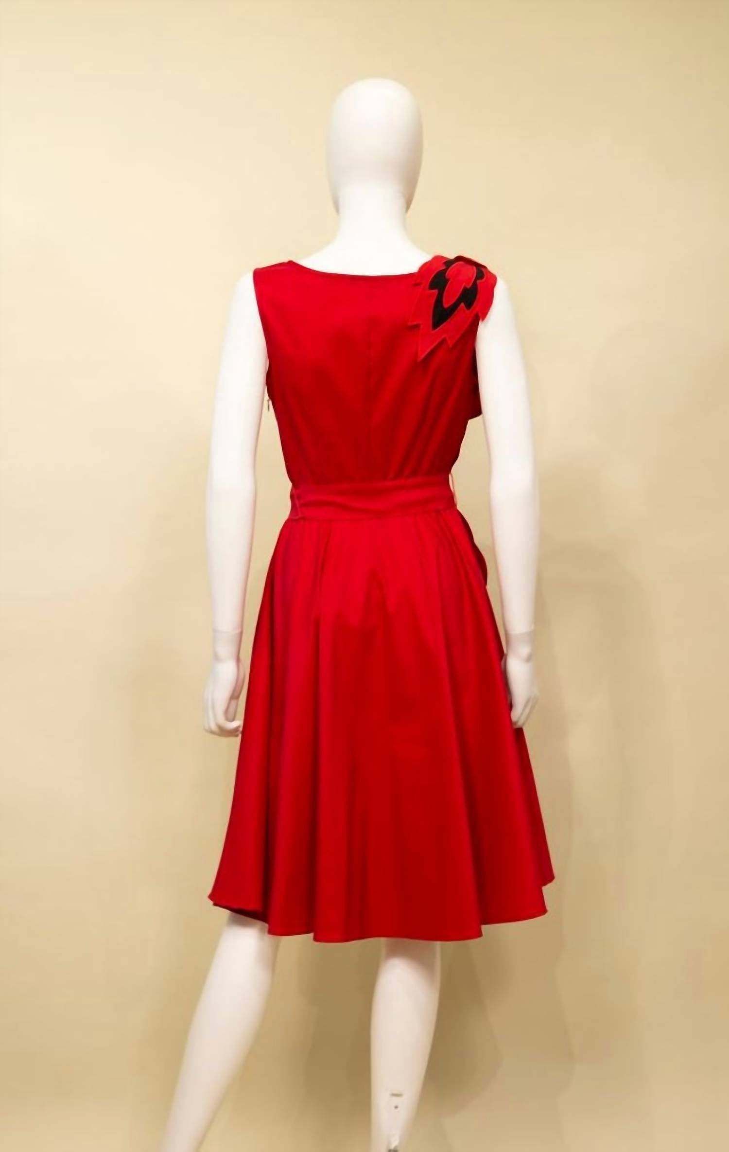 Samuel Dong - Women's Stretch Dupioni 3d Flower A-line Dress