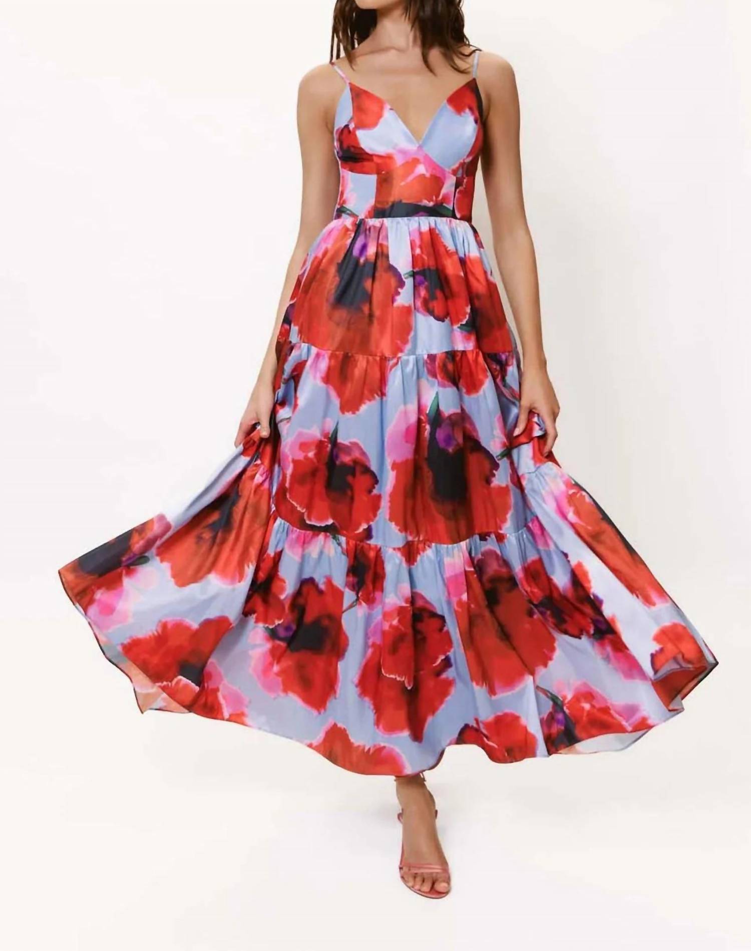 hutch Russo Maxi Dress in periwinkle red blot floral 2 - women's dress