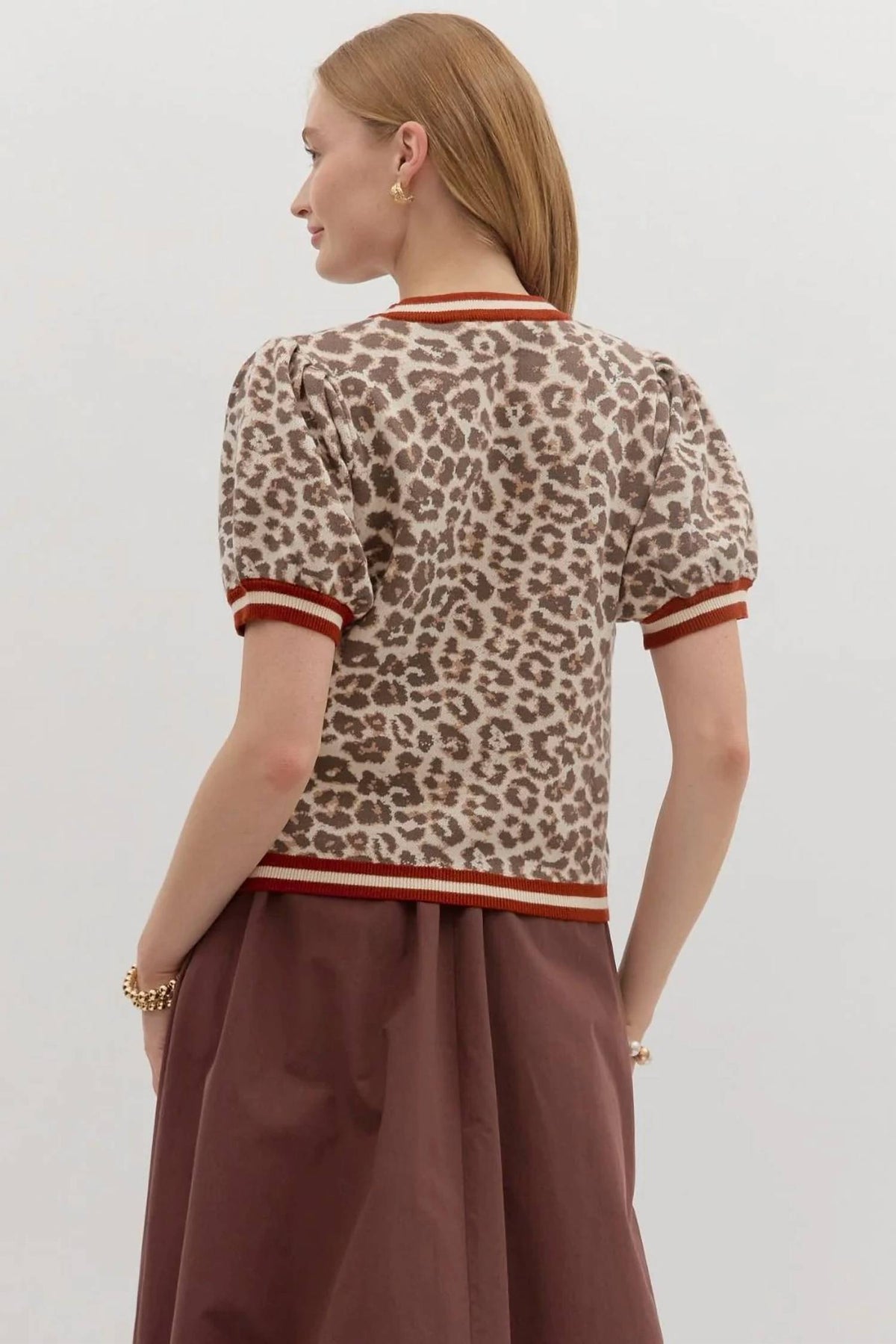 Entro - Leopard Short Sleeve Sweater - Plus