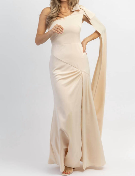 ONE SHOULDER AND SASH SATIN MAXI DRESS