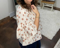 Vine & Love - Polka Dot Ruffle Sleeve Flowy Top