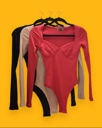 The Athletic Side Of Us Lady Liberty Long Sleeve Ribbed Leotard – Sustainable Cotton in burgundy - women's shirt - view 4